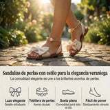 Liora - Sandalias de tiras elegantes con detalle de perla