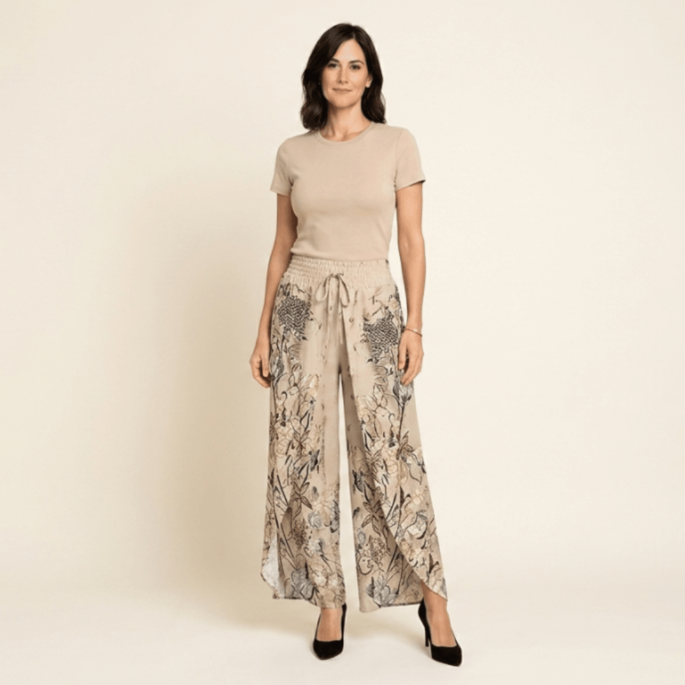 Samira - Pantalón fluido estampado con cordón ajustable