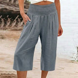 Abril - Pantalones capri ligeros con cintura elástica