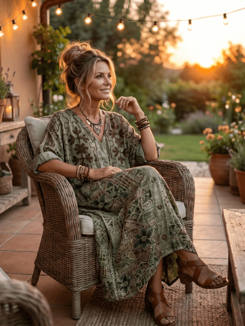Aleta | Button Front Oversized Pocket Midi Dress