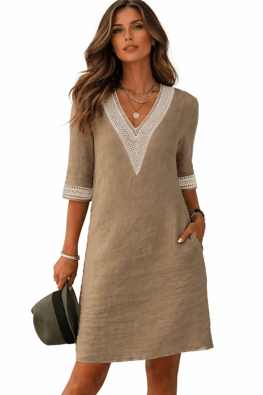 Camila - Vestido Casual de Algodão e Linho