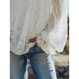 Leonor - Blusa boho de encaje con hombros descubiertos