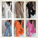 Mónica - Conjunto casual holgado de color liso