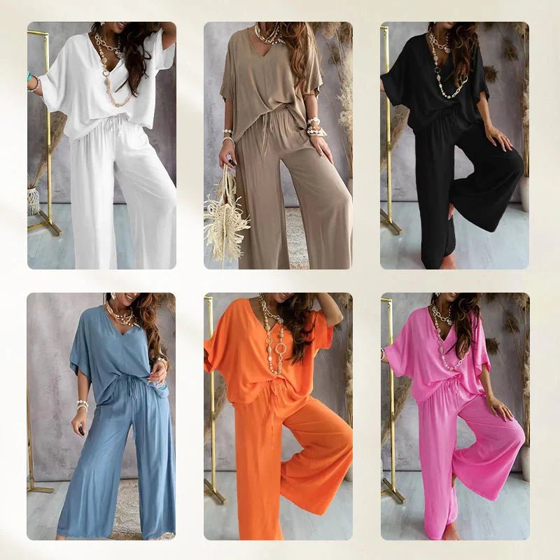 Mónica - Conjunto casual holgado de color liso
