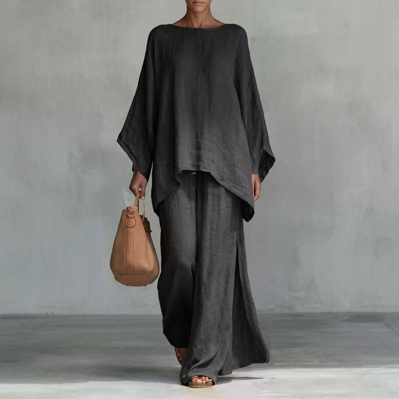 Christine | Long-Sleeve Two-Piece Set with Wide-Leg Trousers