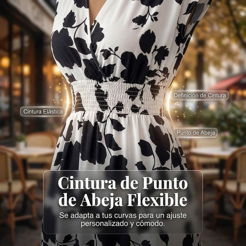 Clara - Vestido floral largo con escote en V