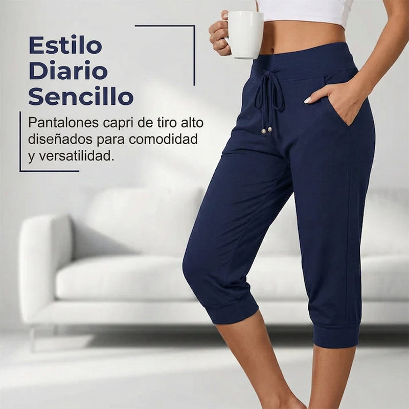 Tamara – Pantalones capri con cordón en la cintura