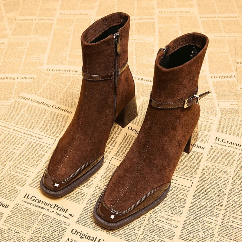 Avenor - Botines de efecto ante con hebilla