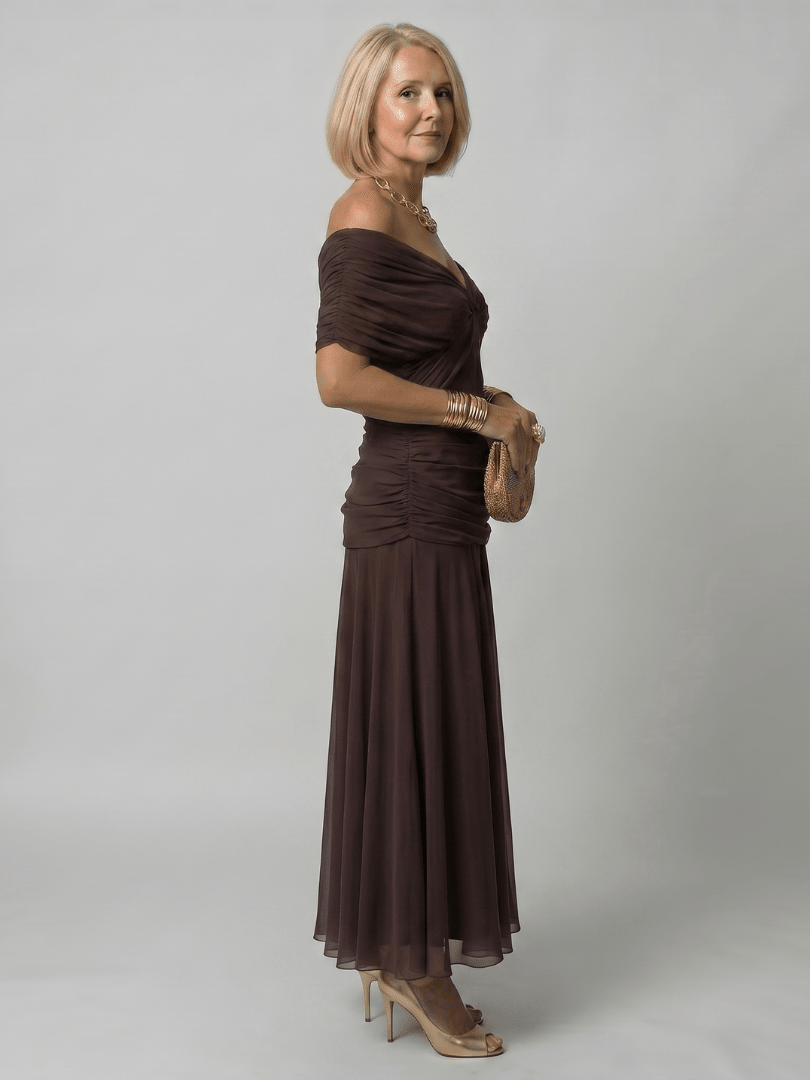Calen | Vestido midi con hombros descubiertos