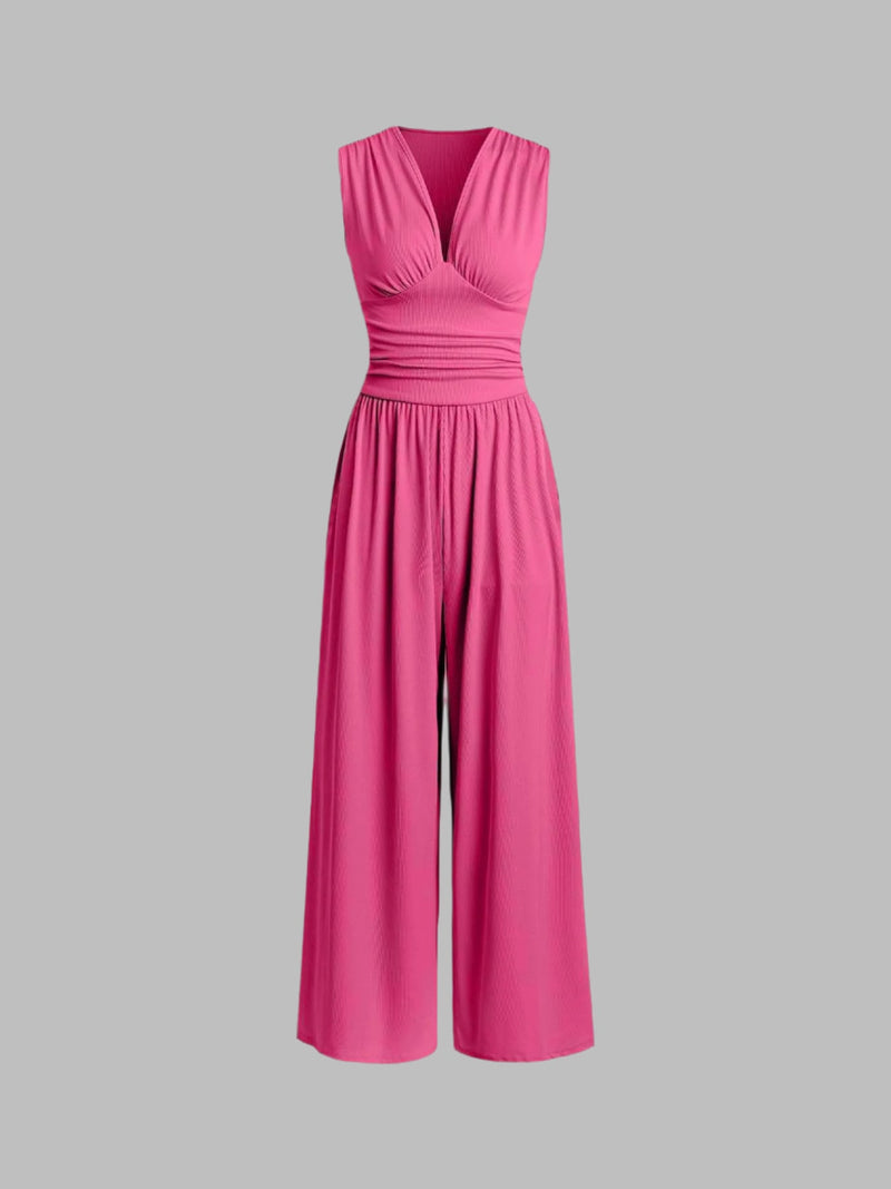 Charity – Elegant sleeveless jumpsuit with wide-leg trousers
