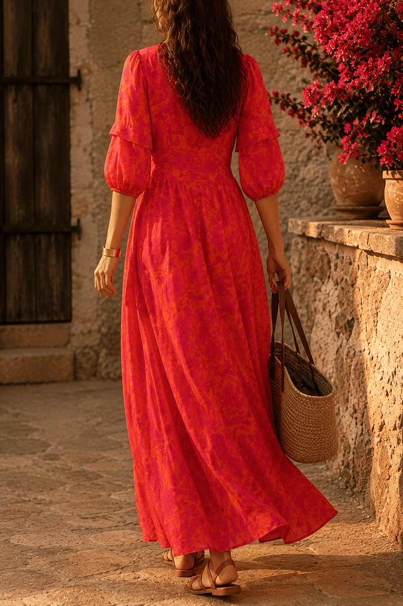 Margaux Dress | Resort-Chic Maxi in Pink & Orange