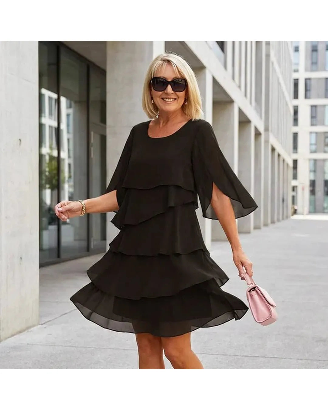 Brisa - Vestido elegante de capas y volantes - Camila Fashions