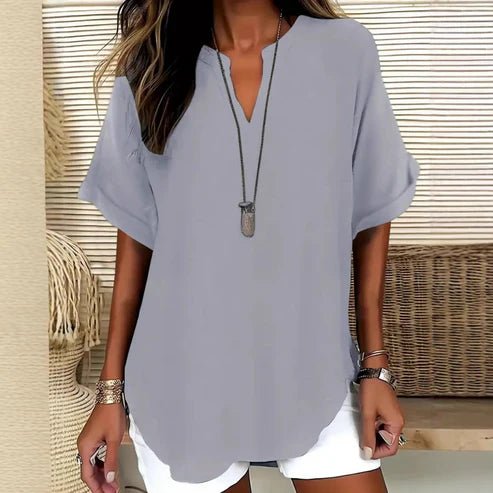 Celia - Blusa lisa de manga corta y corte holgado