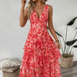 Maya | Vestido largo floral con volantes