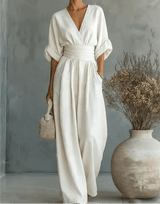 Daniela | Mono elegante de escote en V y pierna ancha