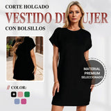 Lidia - Vestido de mujer de corte holgado con bolsillos