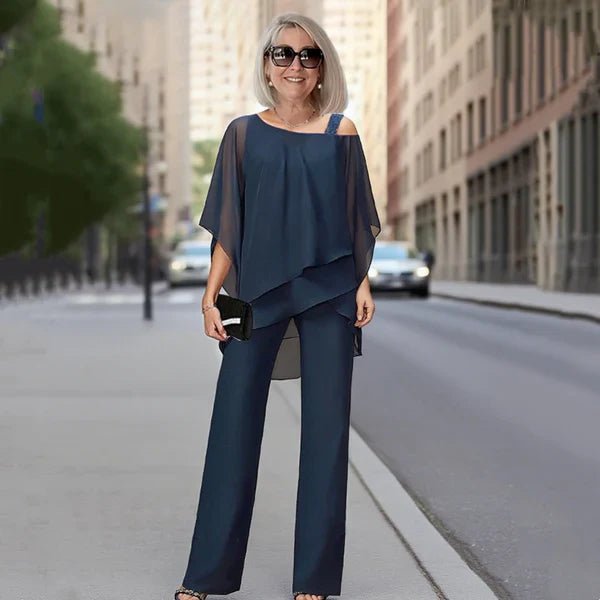 Alba - Conjunto de gasa plisada y pantalón ancho
