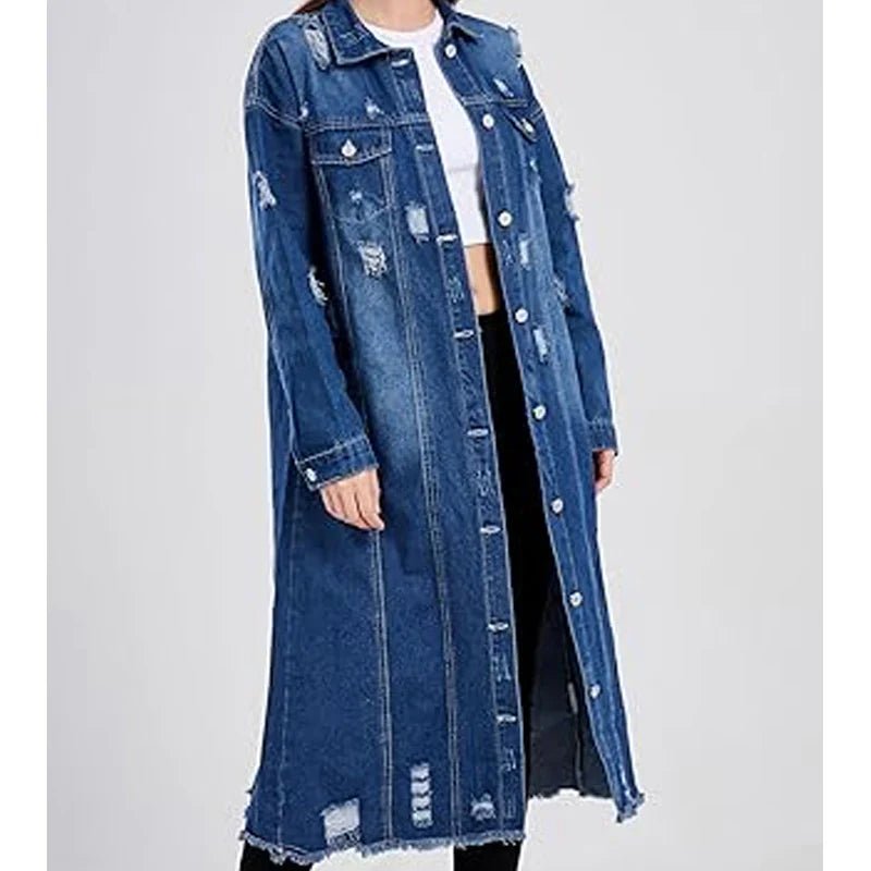 Camila | Chaqueta vaquera larga con roturas