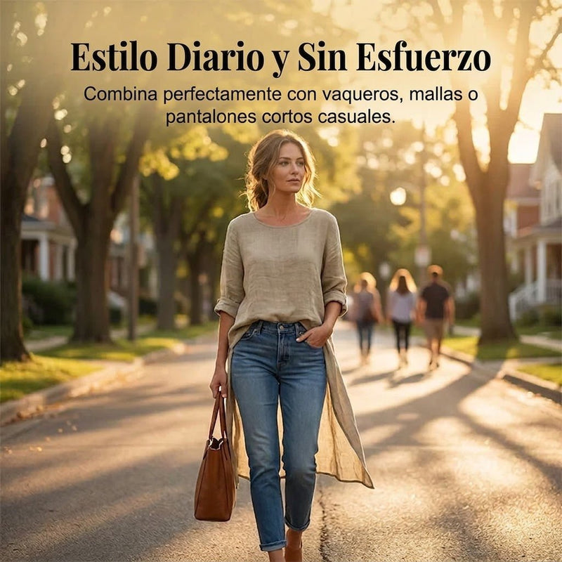 Cristina - Túnica de manga larga con bajo asimétrico