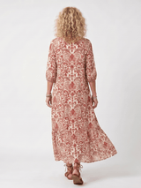 Noelle | Ornate Print Tassel Tie Midi Dress