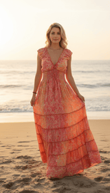 Amara Red Silk Maxi Dress