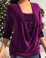 Aurora - Blusa de manga larga con lentejuelas
