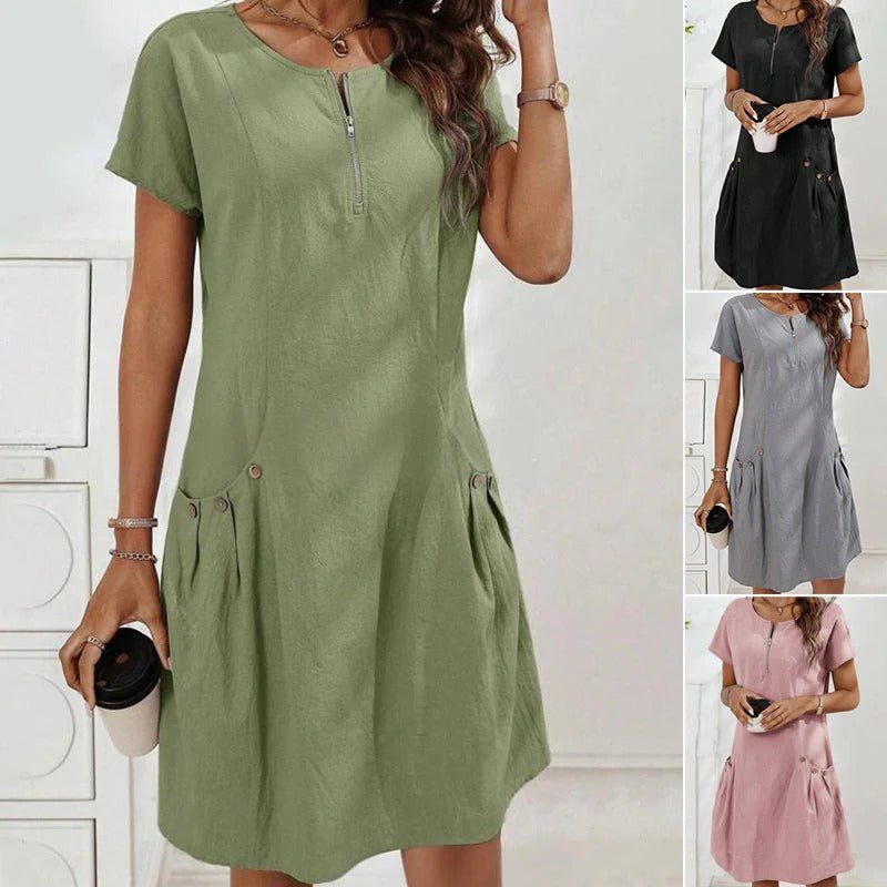 Mireia - Vestido con cremallera y bolsillos con botones