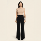 Mónica- Pantalón elástico de tiro alto y botones dorados