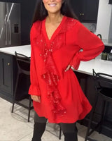 Xenia - Blusa elegante con detalle de volantes