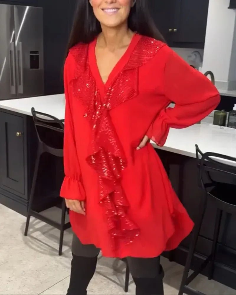 Xenia - Blusa elegante con detalle de volantes