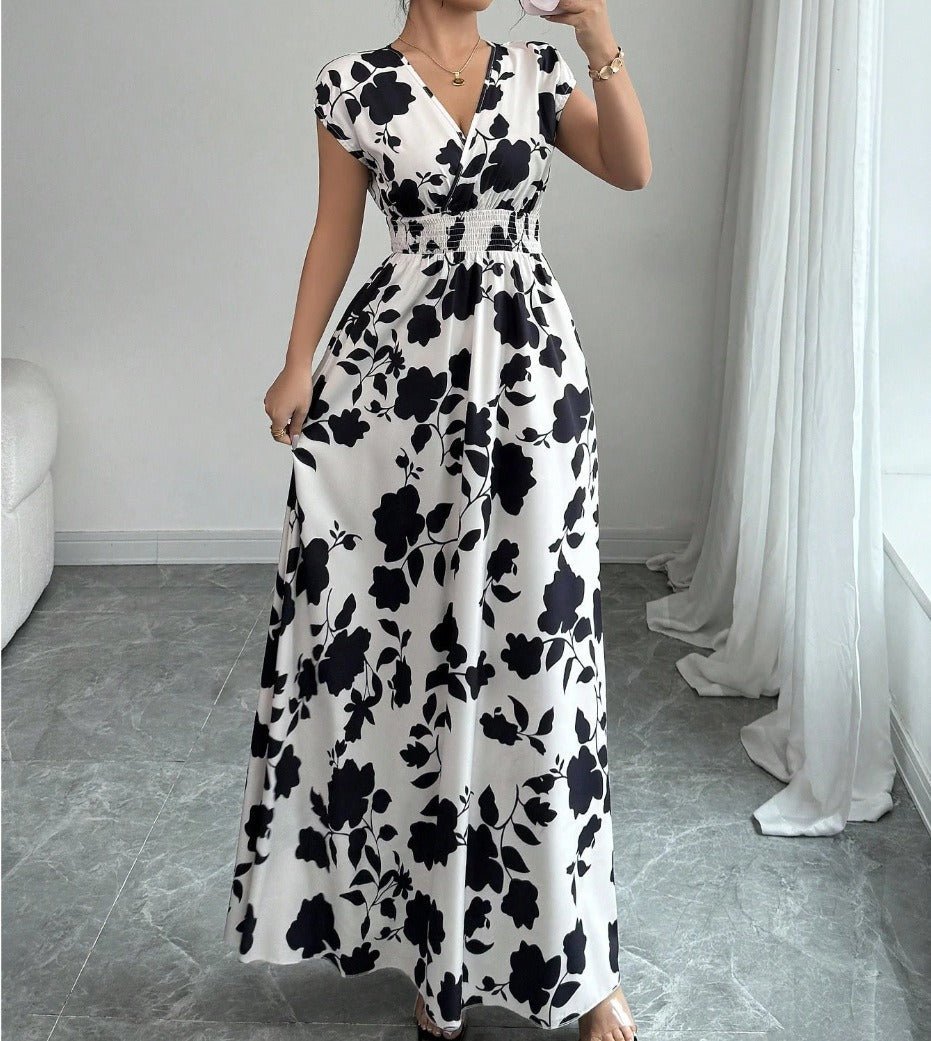 Daniela | Vestido floral largo con escote en V