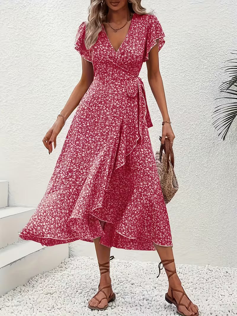 Marta | Vestido floral cruzado con escote en V