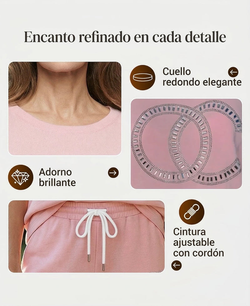 Nerea - Conjunto de dos piezas con top y pantalón holgado