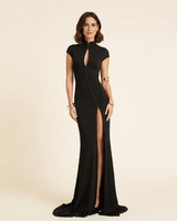 Andrea - Vestido maxi negro con abertura