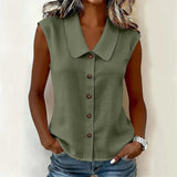 Valentina - Blusa con escote en V y botones
