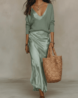 Anaïs | Elegant Satin Midi Dress