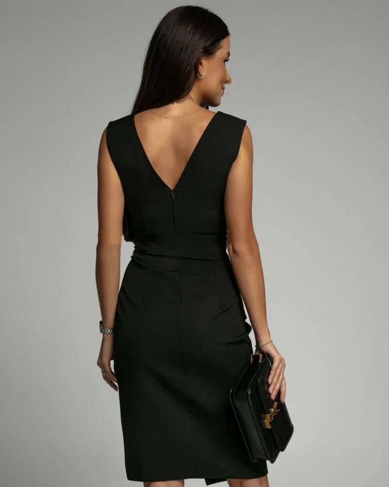 Leonor - Vestido drapeado elegante con abertura lateral