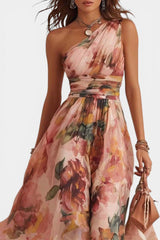 One-Shoulder Floral Maxi Dress