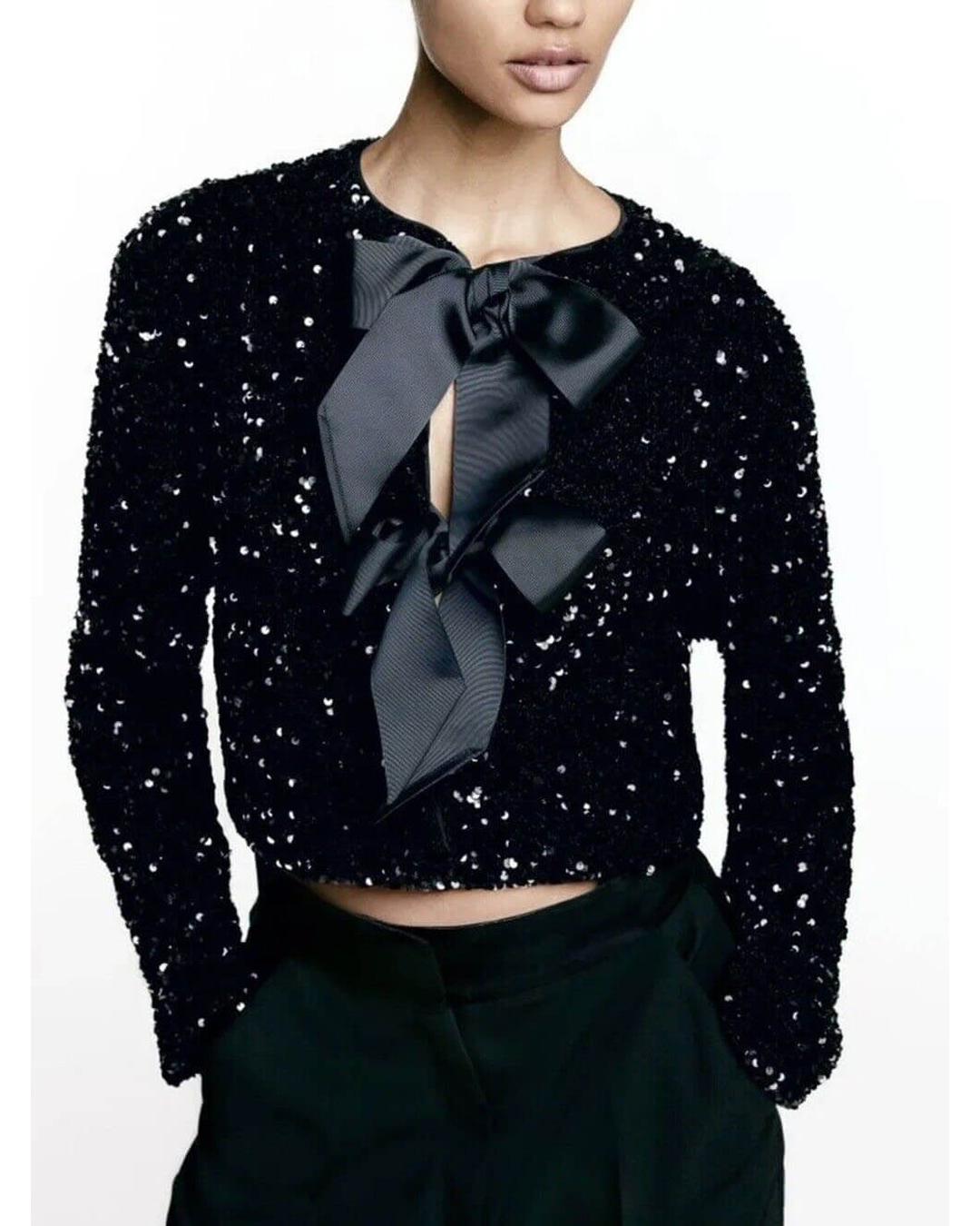 Belladonna - Chaqueta de lentejuelas con cinturón - Camila Fashions