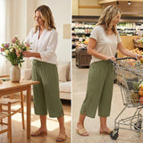 Iria - Pantalón capri acanalado de pierna ancha
