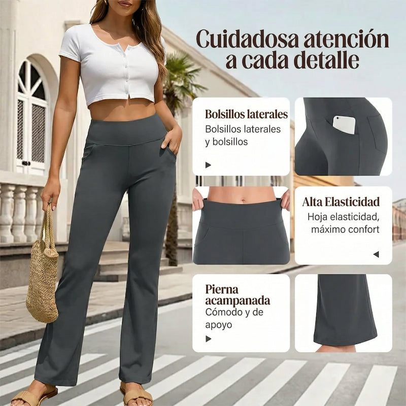 Diana - Pantalón de cintura alta elástico y corte ancho