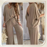Mónica - Conjunto casual holgado de color liso