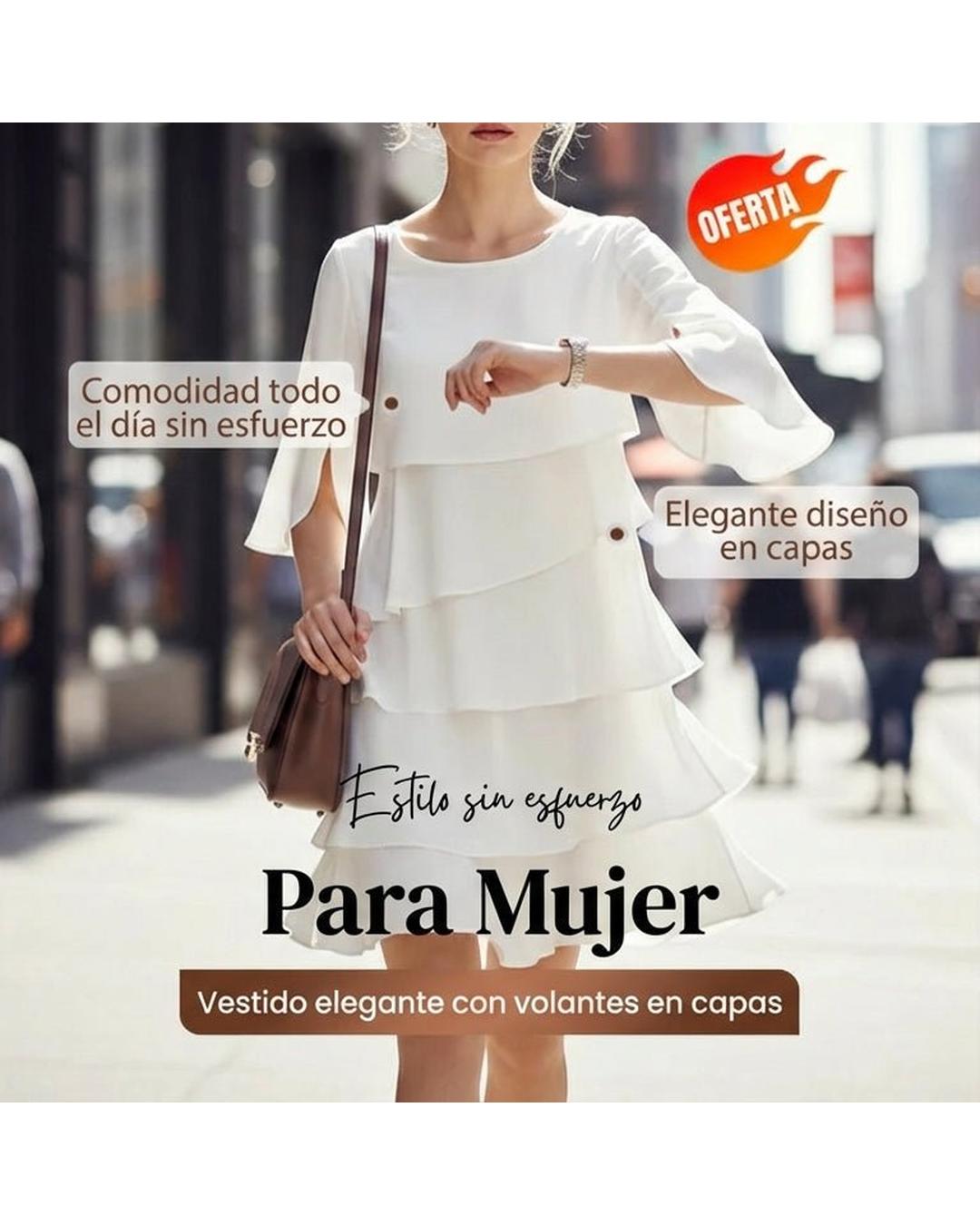 Brisa - Vestido elegante de capas y volantes - Camila Fashions