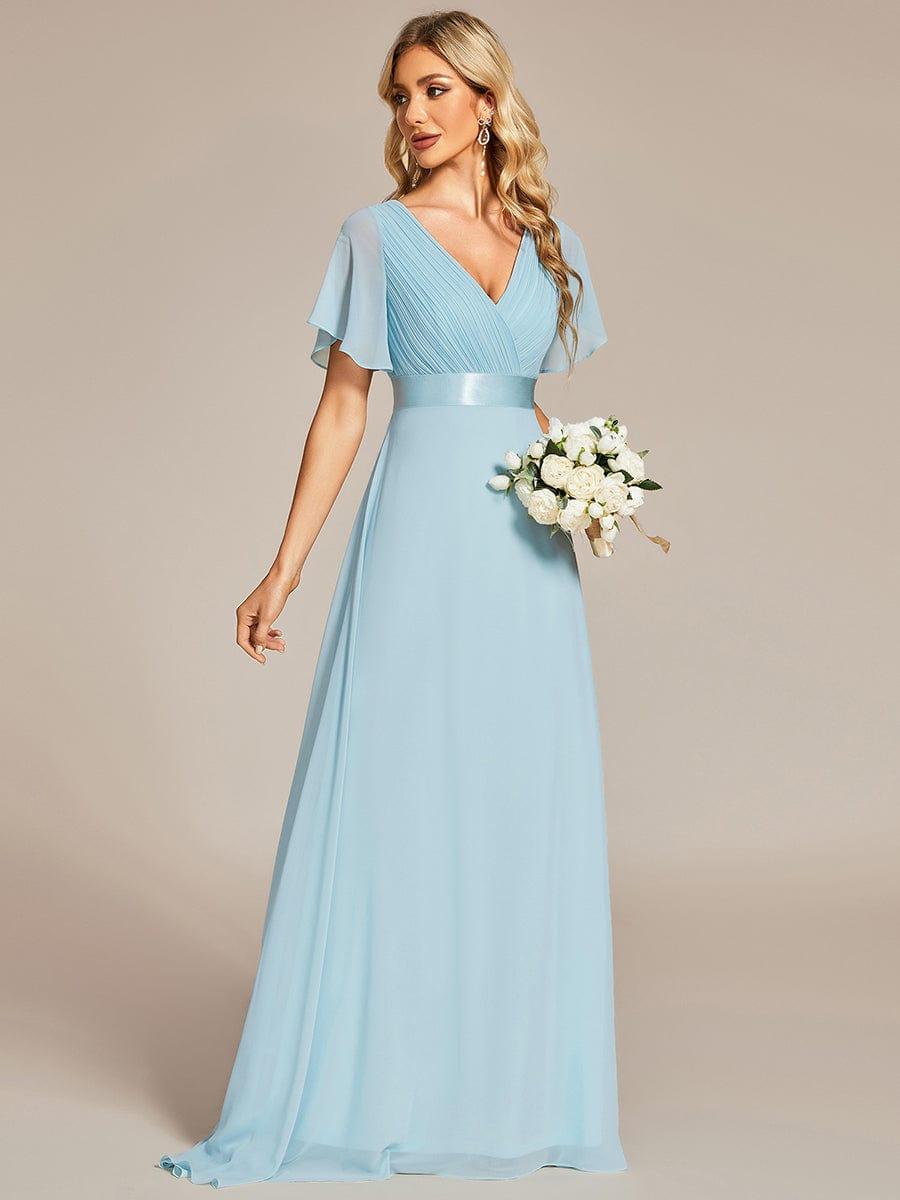 MONICA | Vestido largo de dama de honor con cintura imperio y mangas cortas fluidas