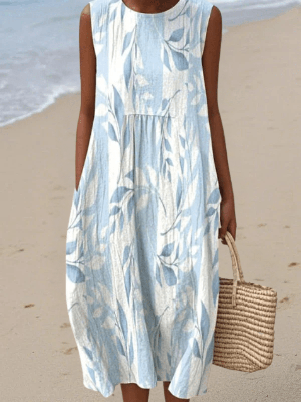 Julia™ | Vestido midi con estampado de hojas