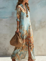 CLEO - Elegante Vestido Camisero Mediterráneo