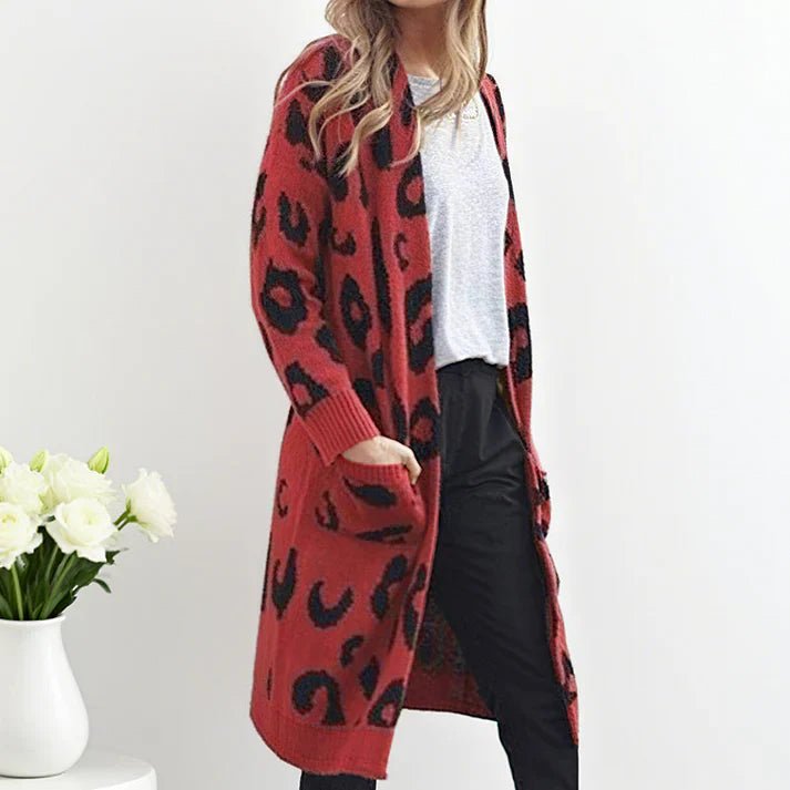 Valeria - Cárdigan largo con estampado de leopardo