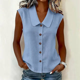 Valentina - Blusa con escote en V y botones