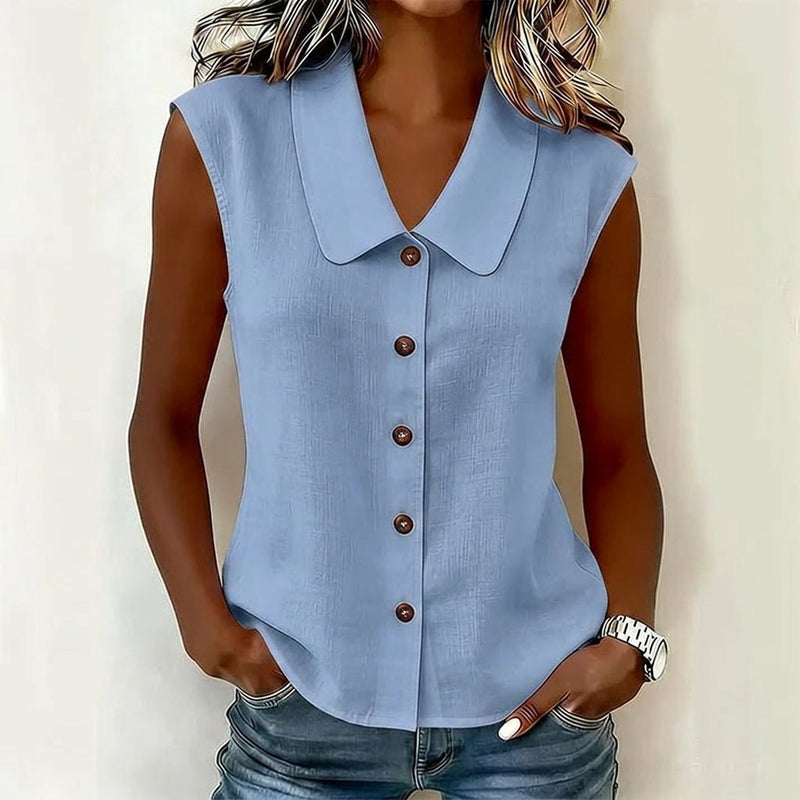 Valentina - Blusa con escote en V y botones