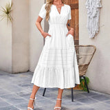 Lina - Vestido largo de manga corta y cuello en V